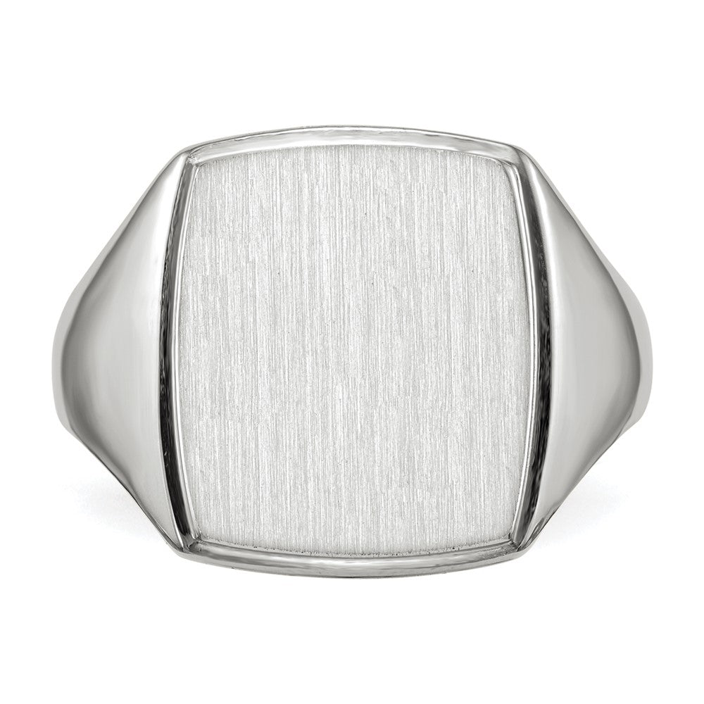 14k White Gold 13.0x15.0mm Closed Back Mens Signet Ring