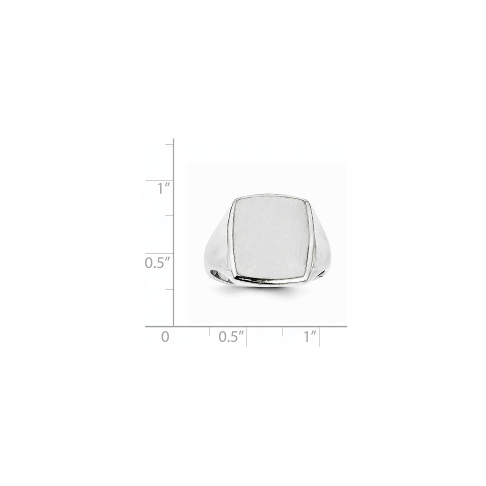 14k White Gold 13.0x15.0mm Closed Back Mens Signet Ring