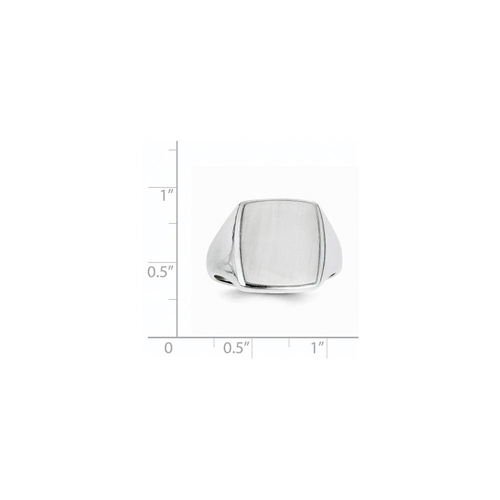 14k White Gold 13.0x15.0mm Open Back Mens Signet Ring