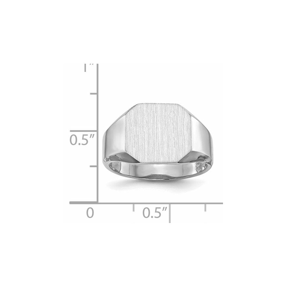 14k White Gold 12.5x11.5mm Open Back Signet Ring