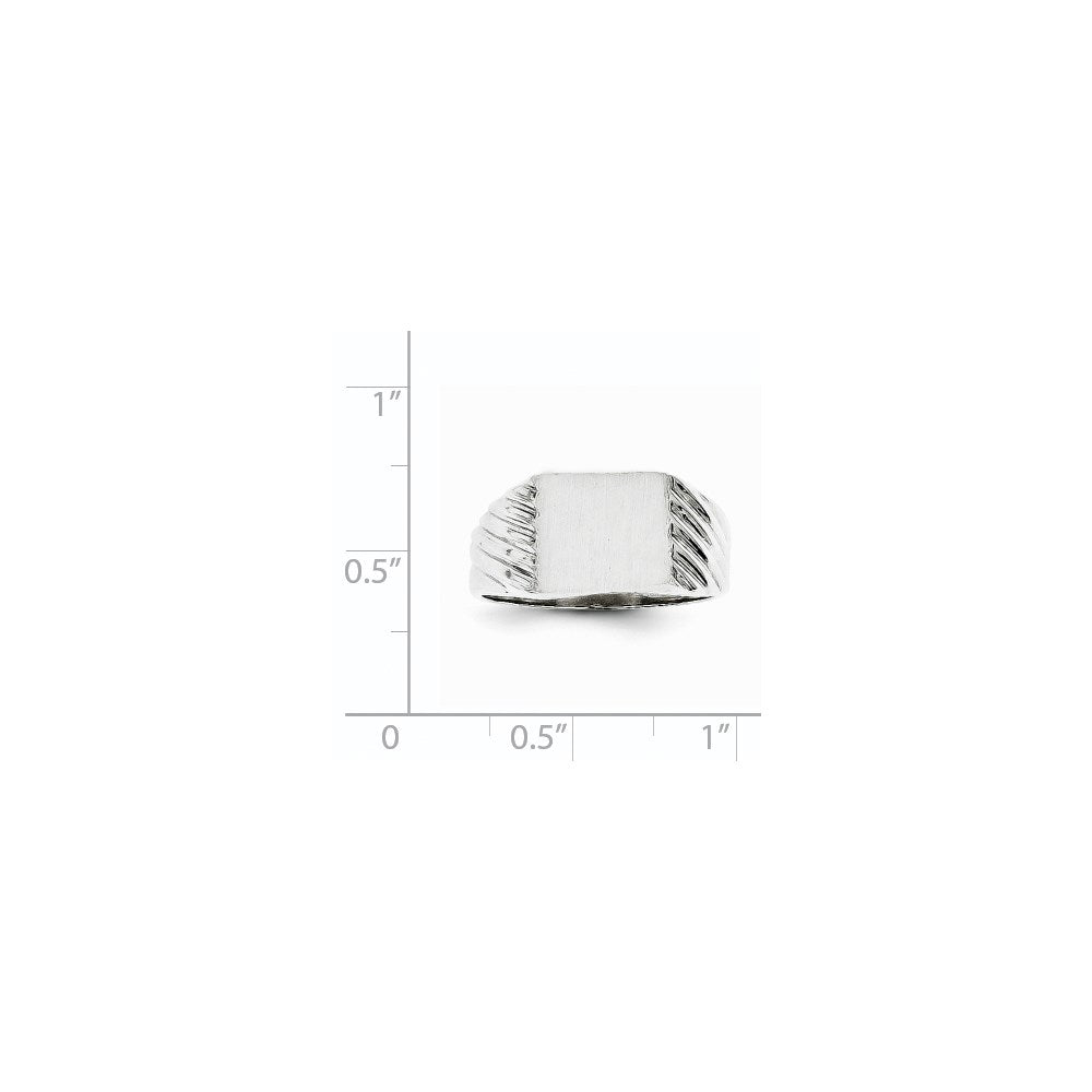 14k White Gold 9.0x10.0mm Closed Back Signet Ring