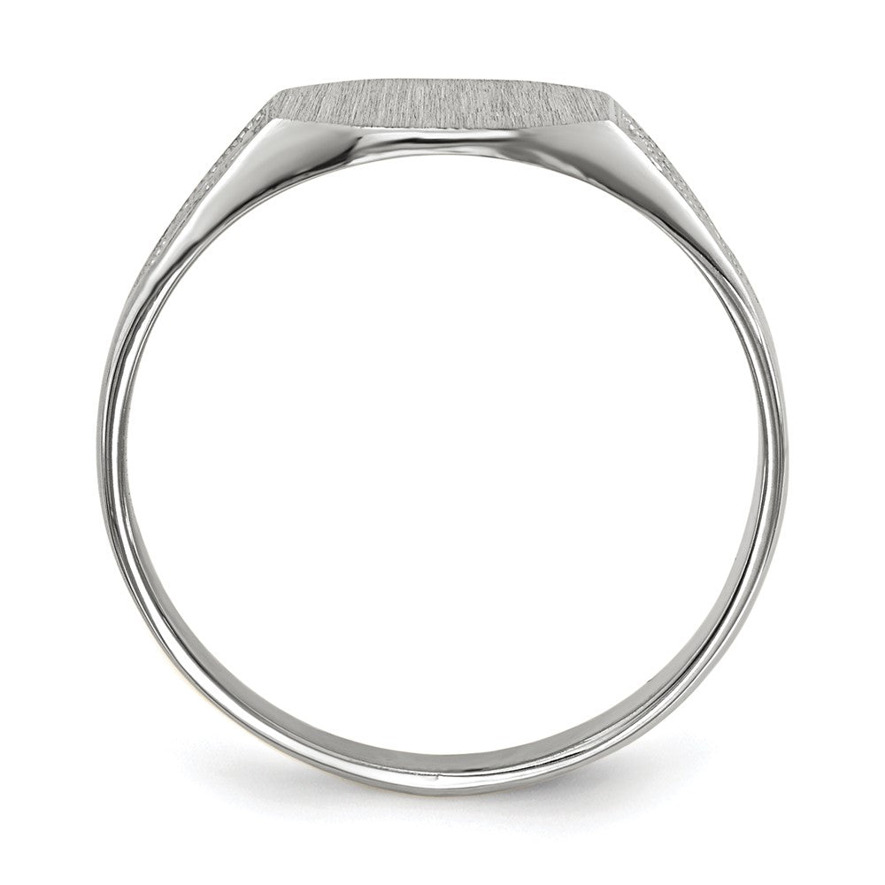 14k White Gold 9.0x7.0mm Closed Back Signet Ring