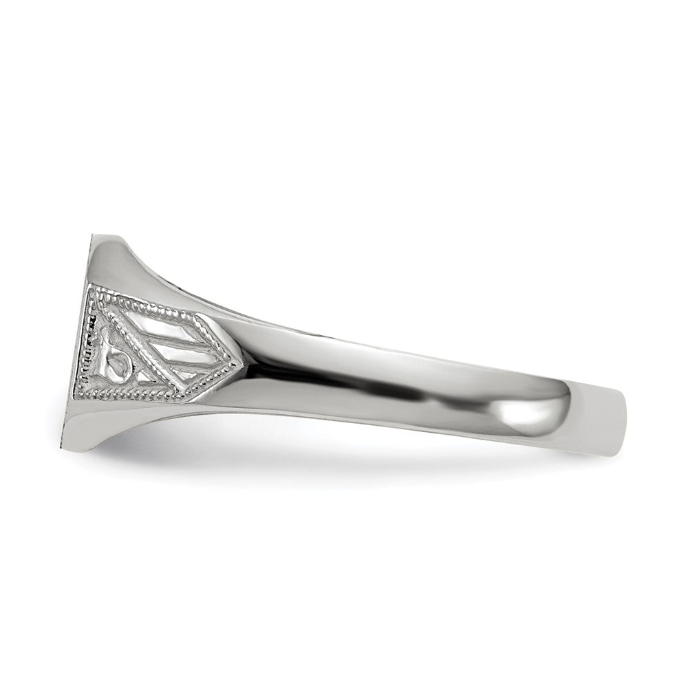 14k White Gold 9.0x7.0mm Closed Back Signet Ring