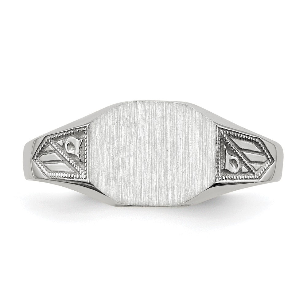 14k White Gold 9.0x7.0mm Closed Back Signet Ring