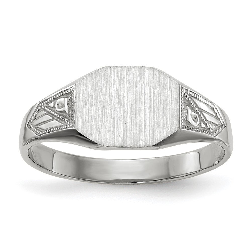 14k White Gold 9.0x7.0mm Closed Back Signet Ring