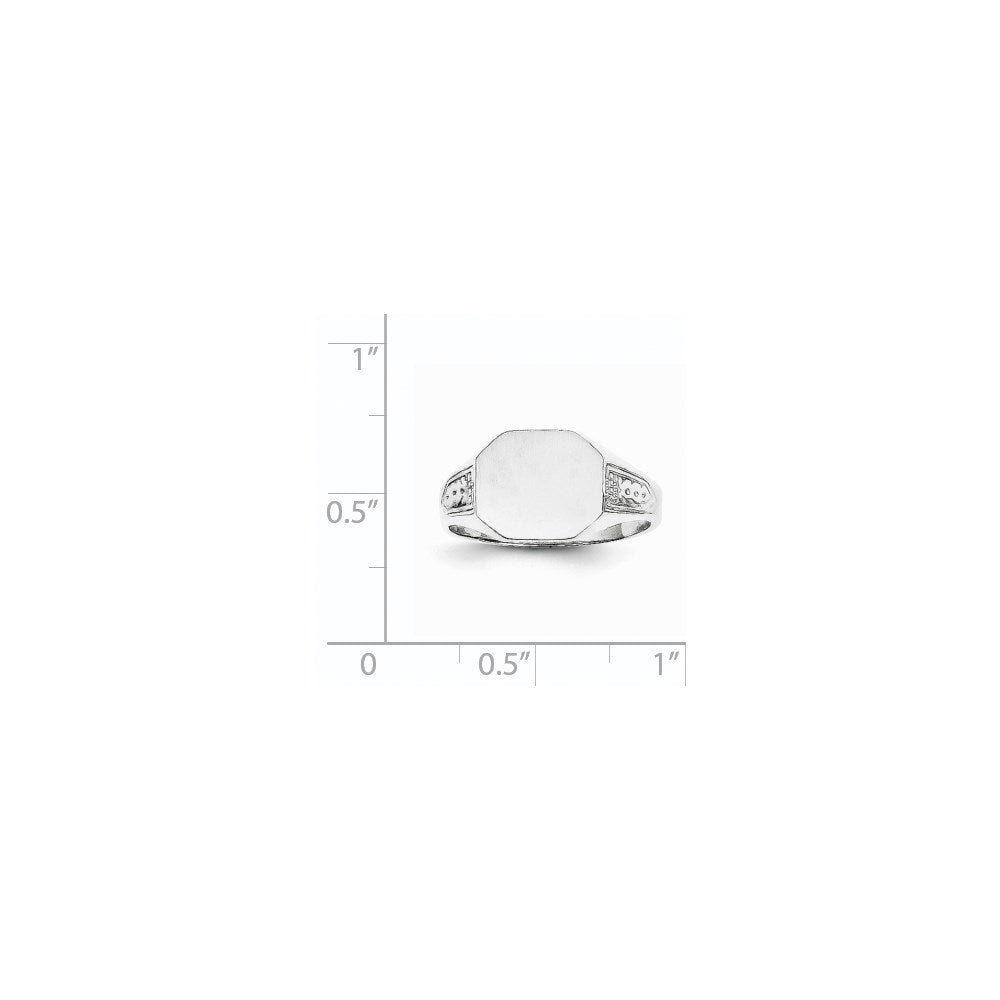 14k White Gold 10.5x9.0mm Closed Back Signet Ring