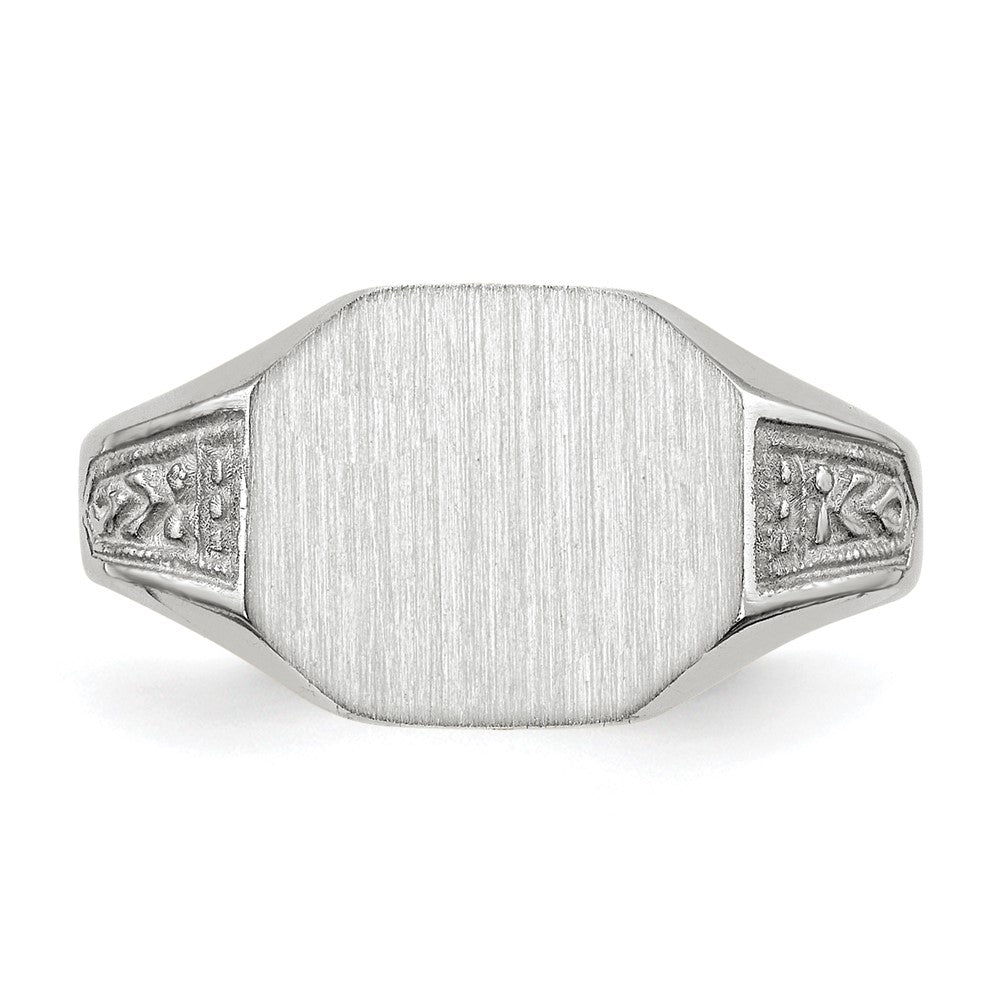 14k White Gold 11.0x9.0mm Closed Back Signet Ring