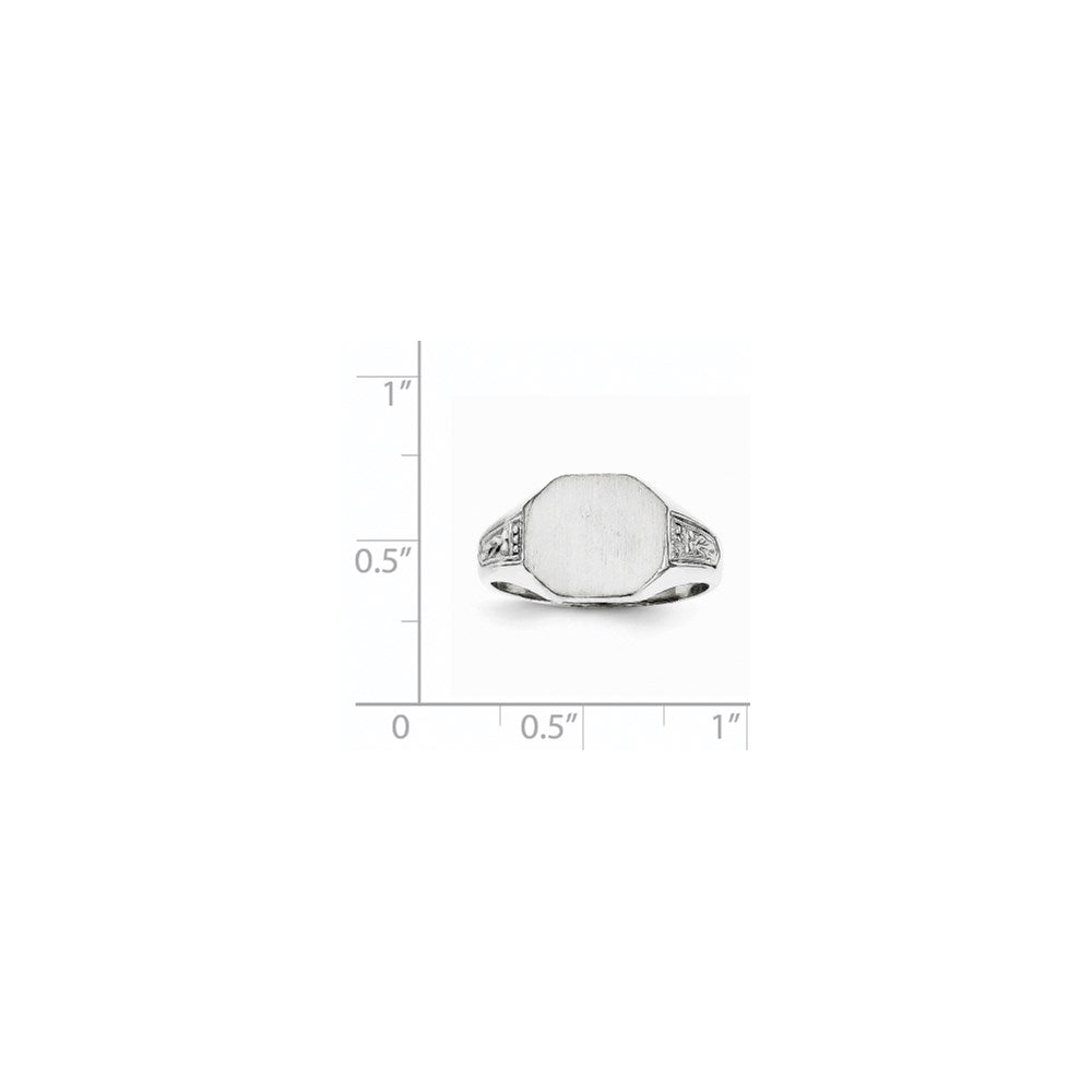 14k White Gold 11.0x9.0mm Closed Back Signet Ring
