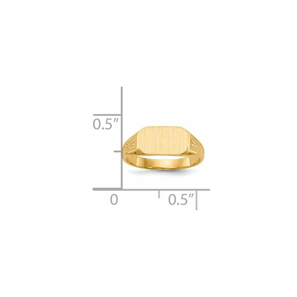 14k 8.5x5.0mm Closed Back Childs Signet Ring