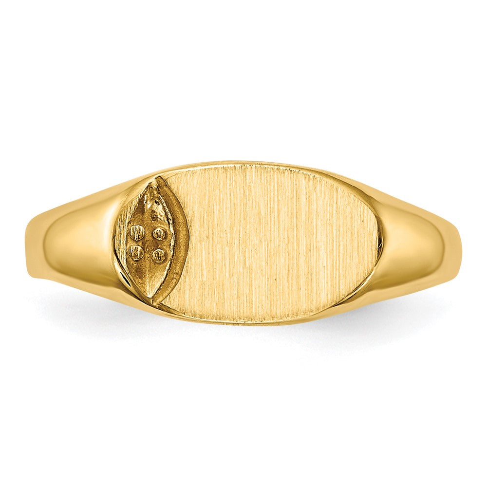 14k Child's .005ct. Diamond 10x6mm Closed Back Signet Ring Mounting