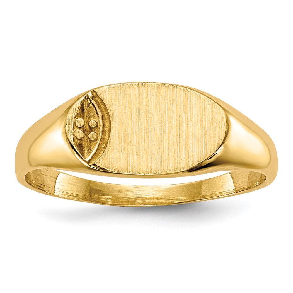 14k Child's .005ct. Diamond 10x6mm Closed Back Signet Ring Mounting