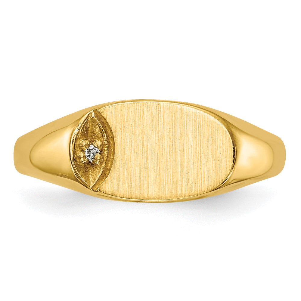 14k Child's AAA Diamond Closed Back Signet Ring