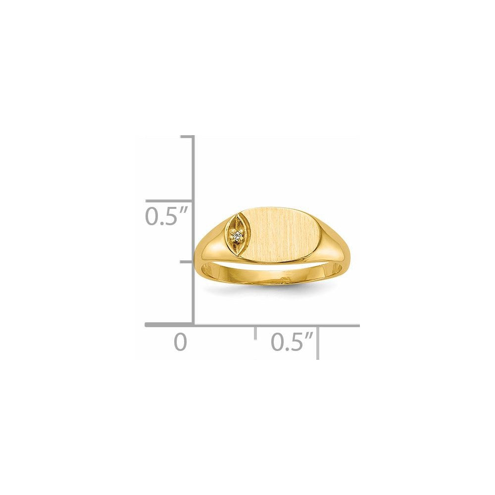 14k Child's AAA Diamond Closed Back Signet Ring