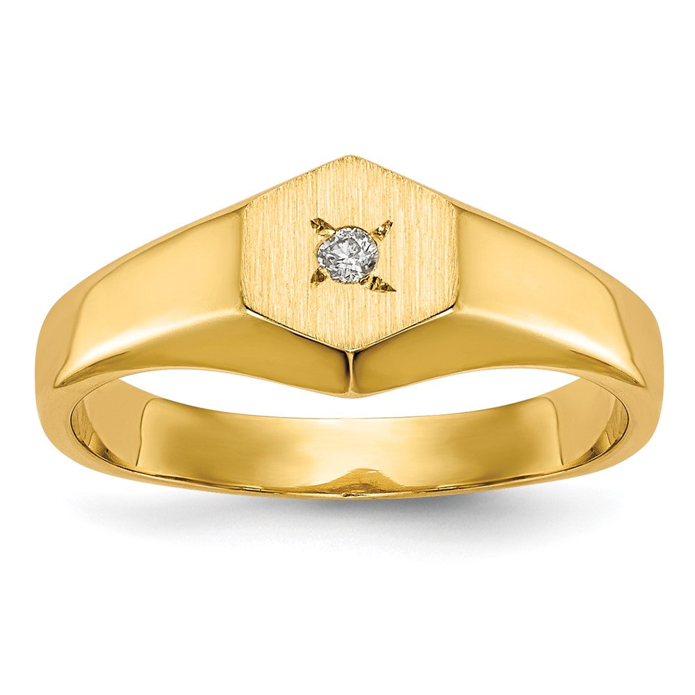 14k Child's AAA Diamond Open Back Signet Ring