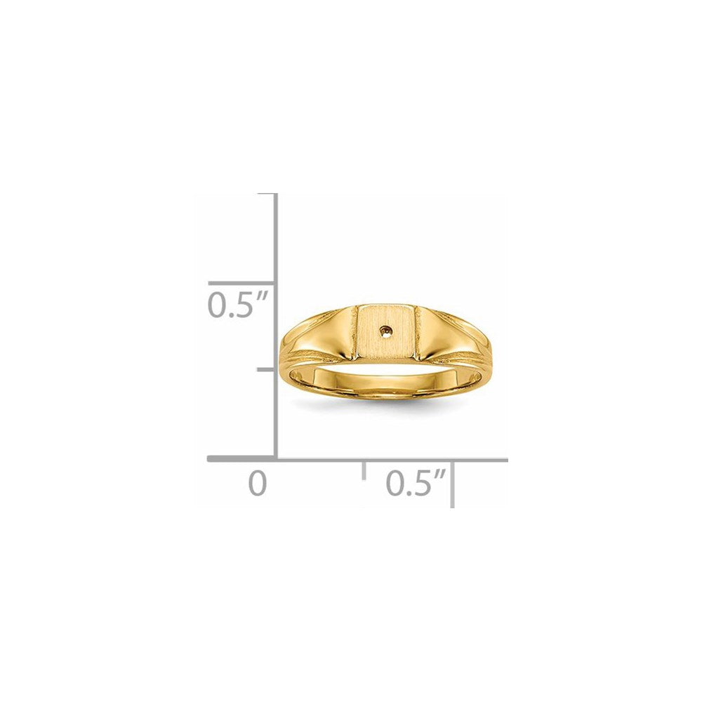 14k Child's AAA Diamond Closed Back Signet Ring