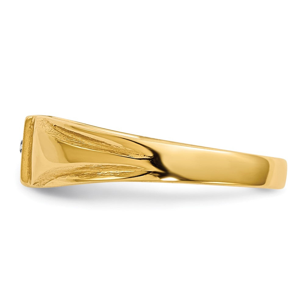 14k Child's A Diamond Closed Back Signet Ring