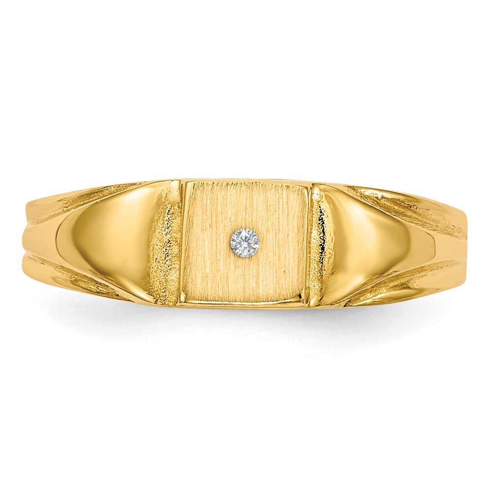 14k Child's AAA Diamond Closed Back Signet Ring