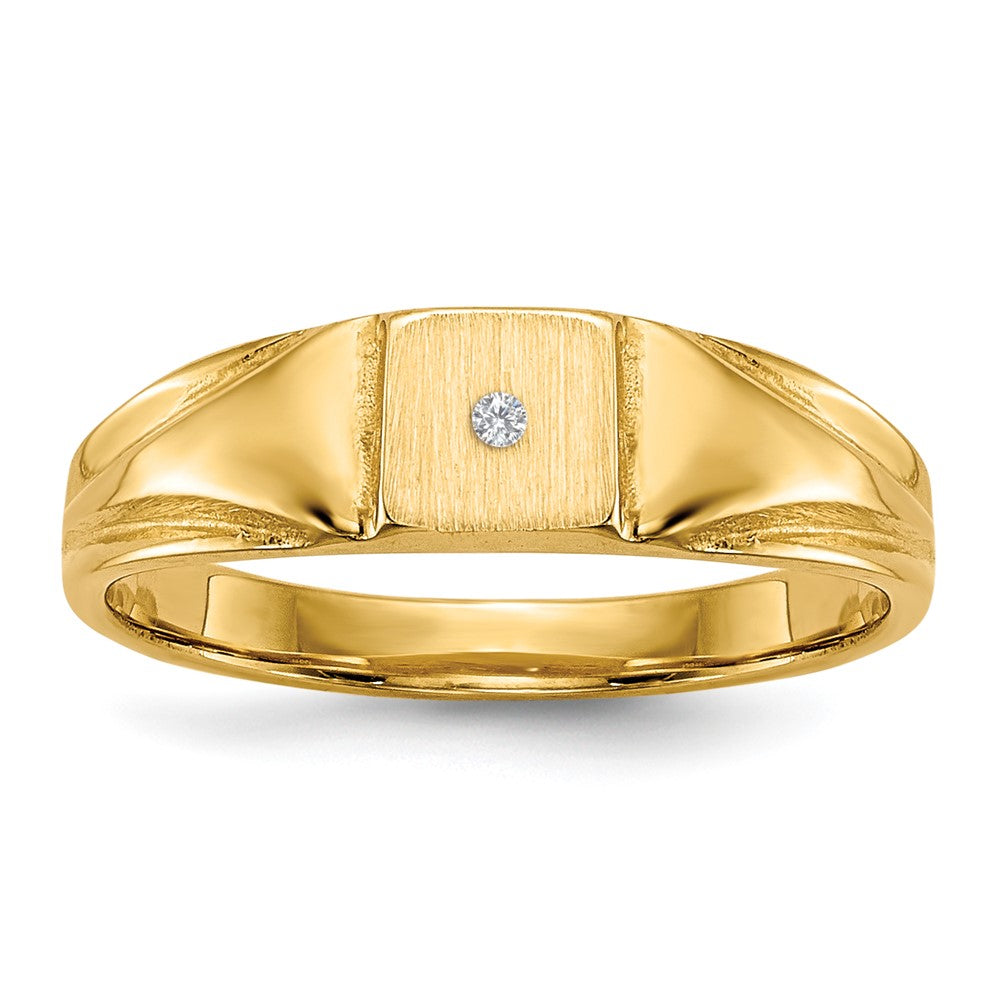 14k Child's VS Diamond Closed Back Signet Ring