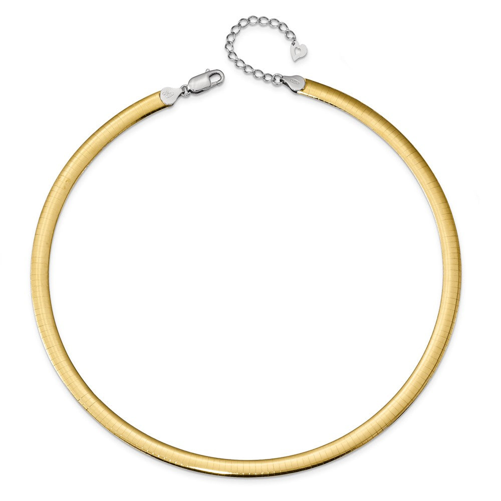 Sterling Silver Gold-plated 6mm Reversible w/ ext Cubetto Chain