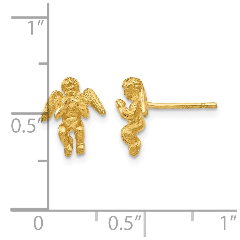 14k Polished & Diamond-Cut Angel Earrings