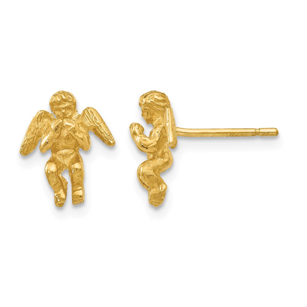 14k Polished & Diamond-Cut Angel Earrings