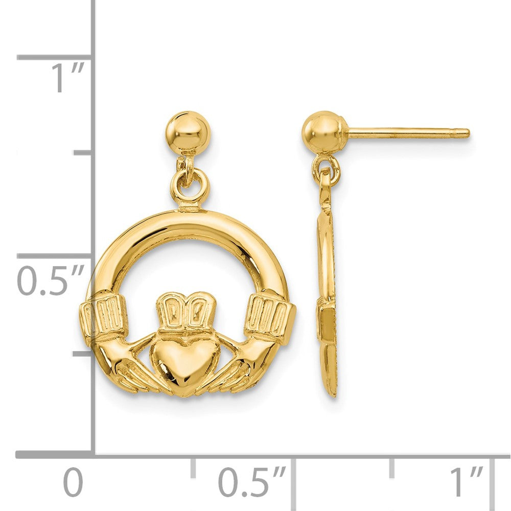 14k Dangling Claddagh Post Earrings