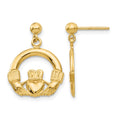 14k Dangling Claddagh Post Earrings