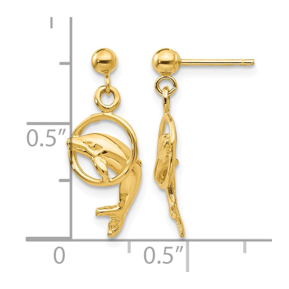 14k Dolphin Earrings