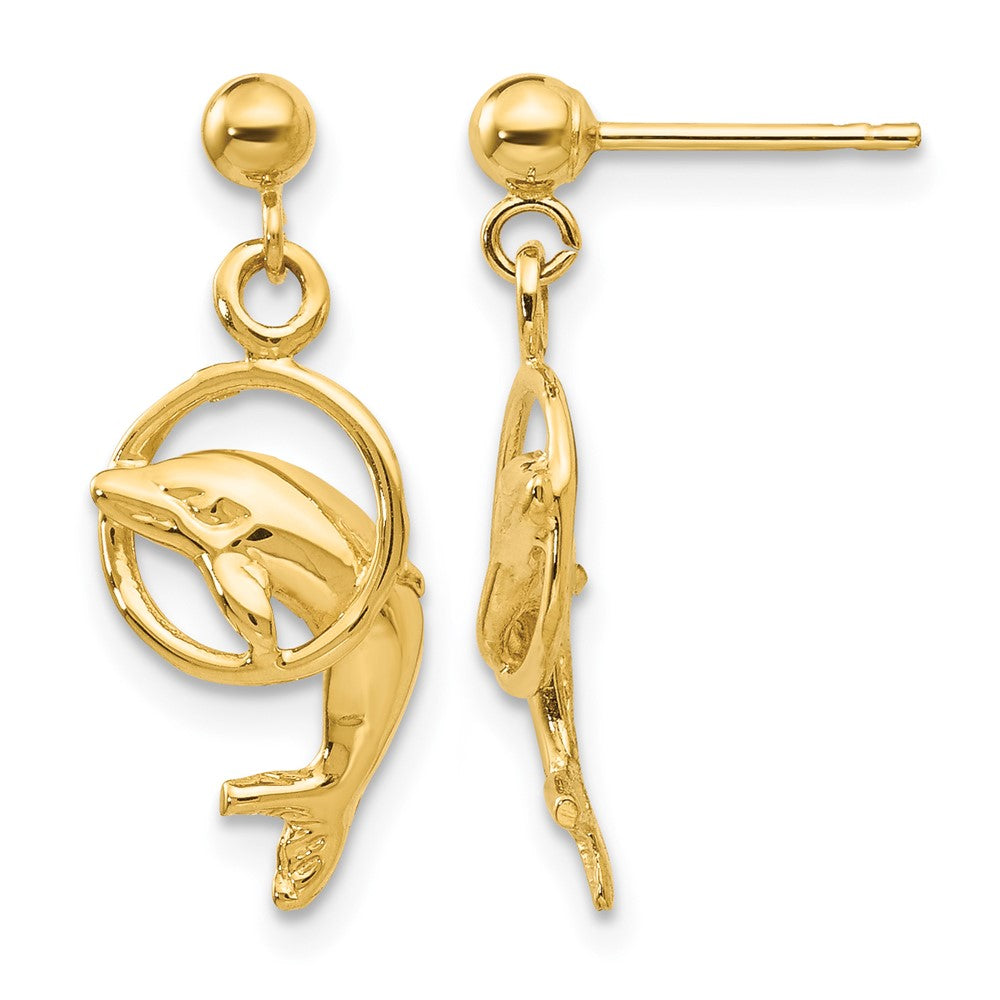 14k Dolphin Earrings