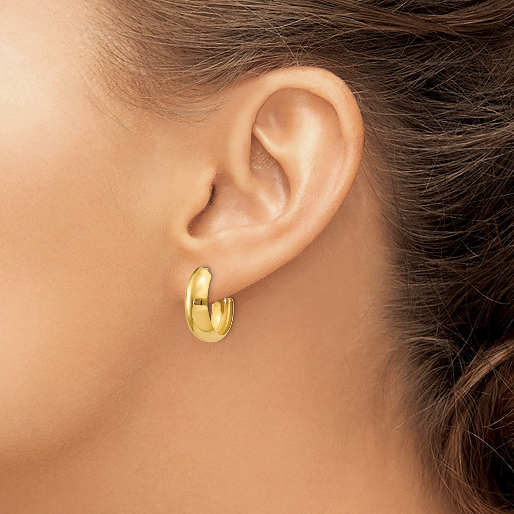14k Polished 6.5mm J-Hoop Earrings