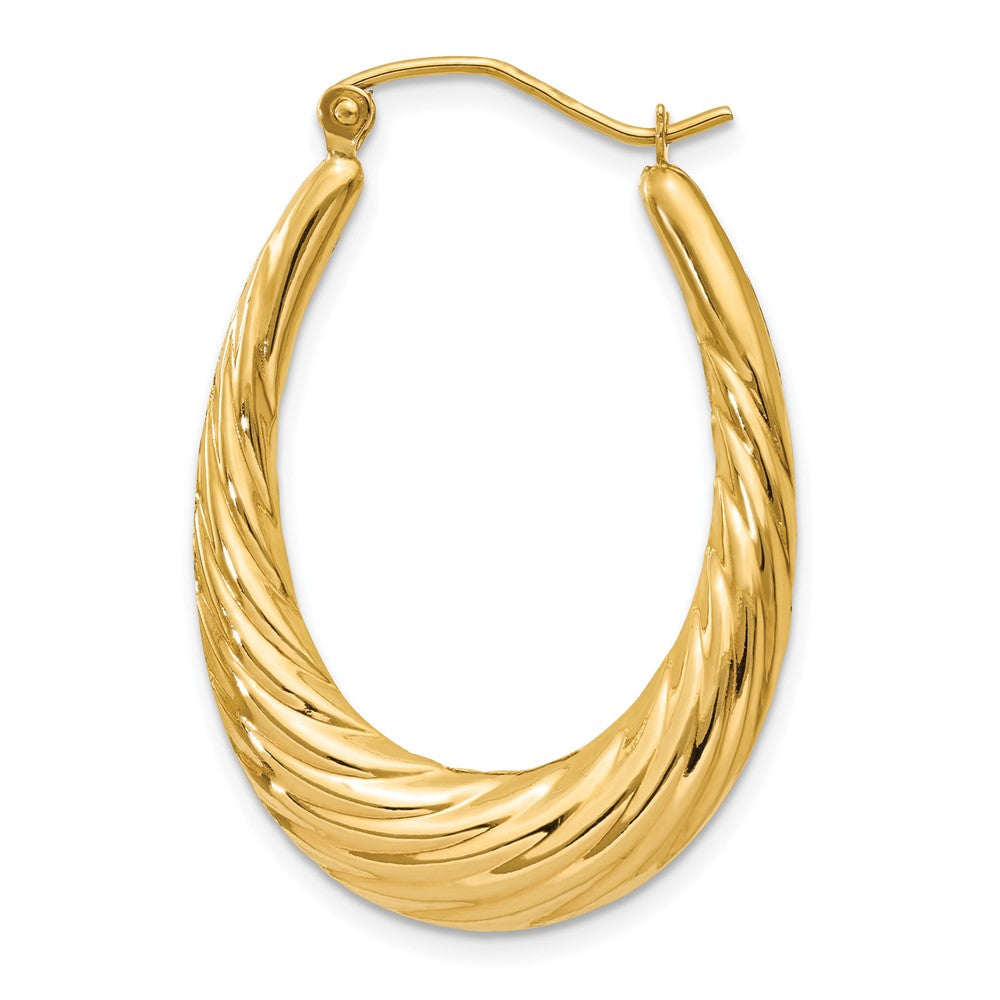 Single 14k Polished Twisted Oval Hollow Hoop Earring