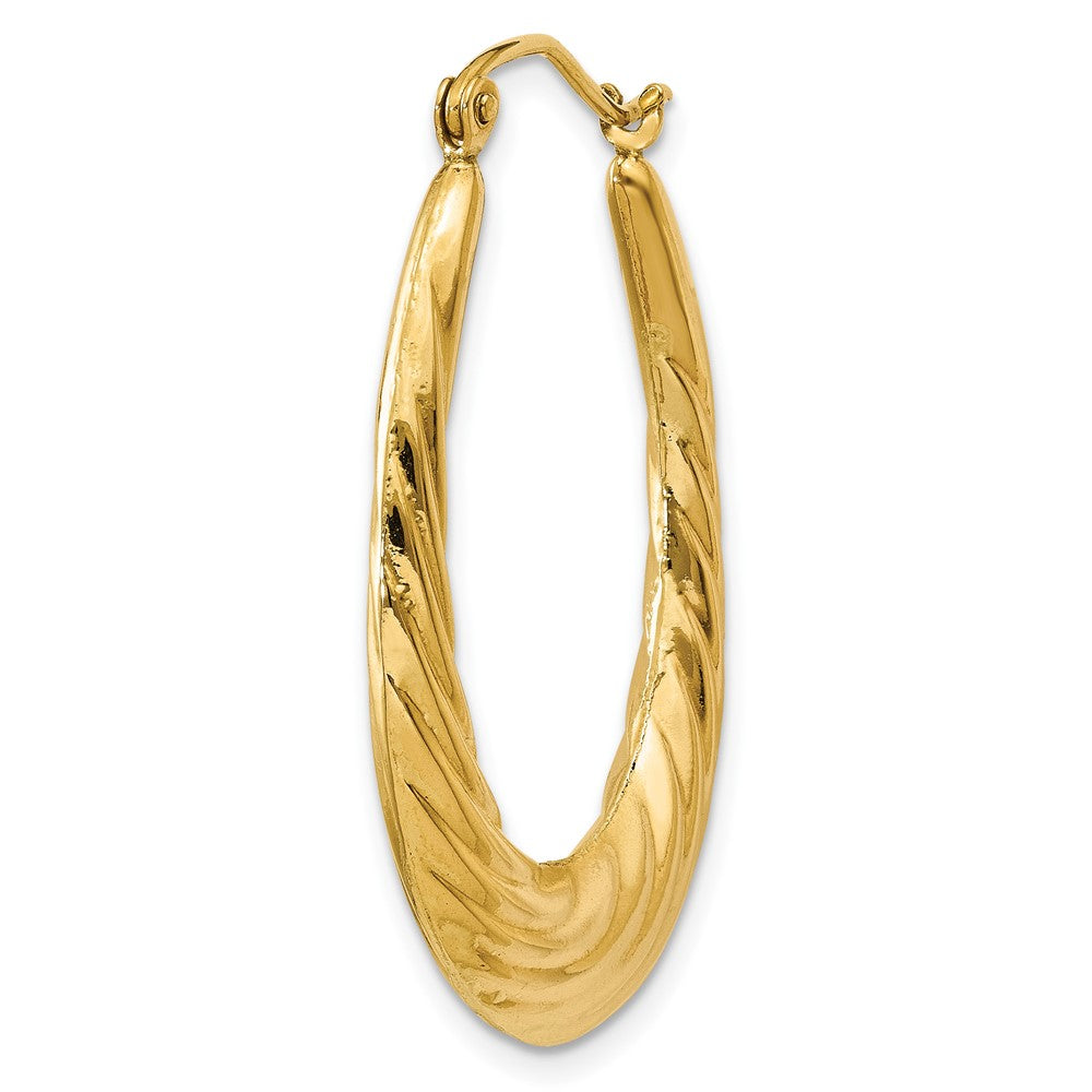 Single 14k Polished Twisted Oval Hollow Hoop Earring
