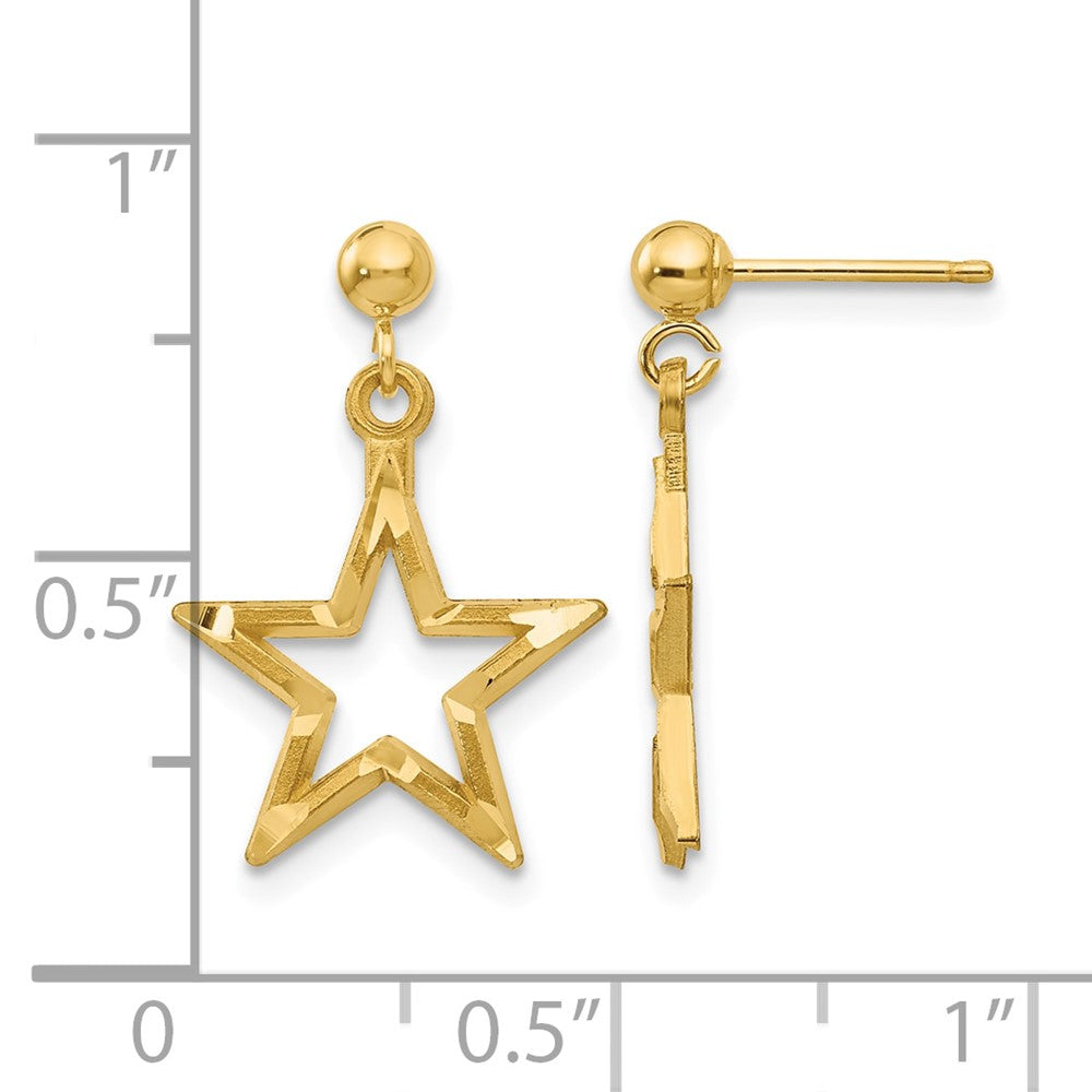 14k Polished & Diamond-Cut Star Dangle Post Earrings