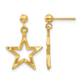 14k Polished & Diamond-Cut Star Dangle Post Earrings