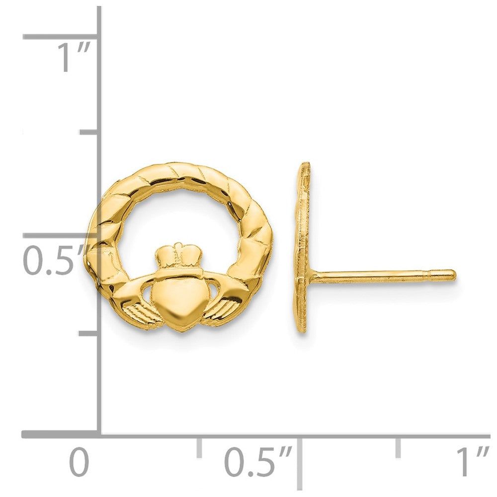 14k Claddagh Post Earrings