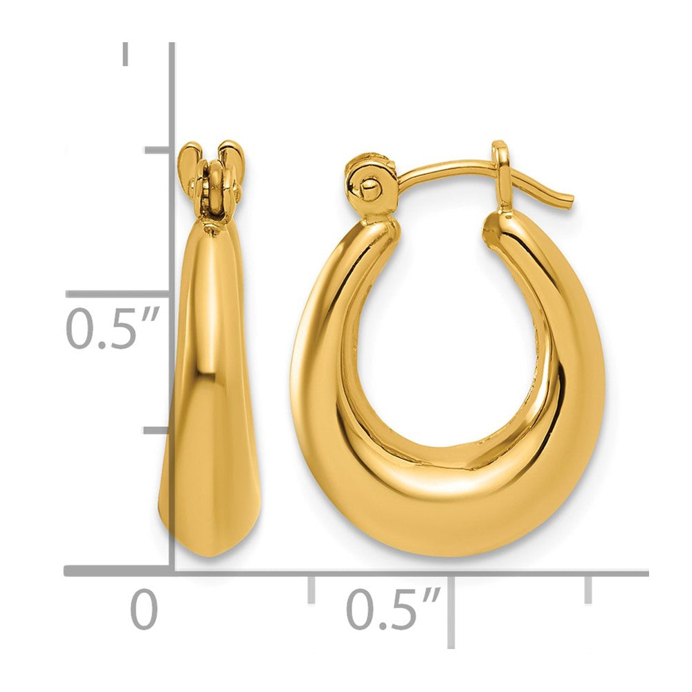 14k Polished Oval Hollow Hoop Earrings