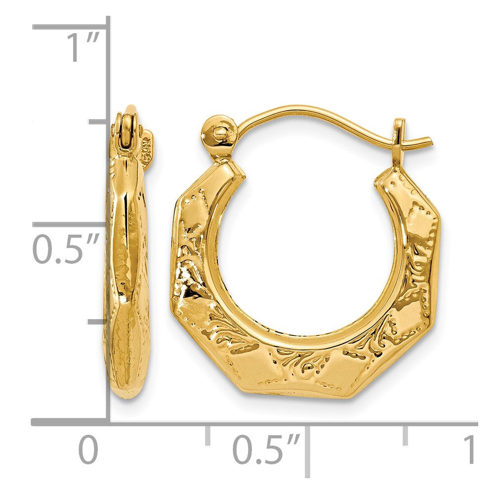 14k Polished Patterned Hoop Earrings