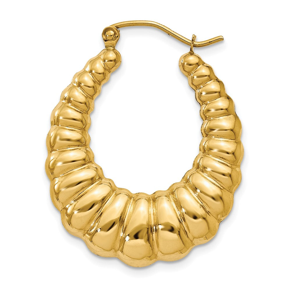Single 14k Polished Scalloped Hoop Earring