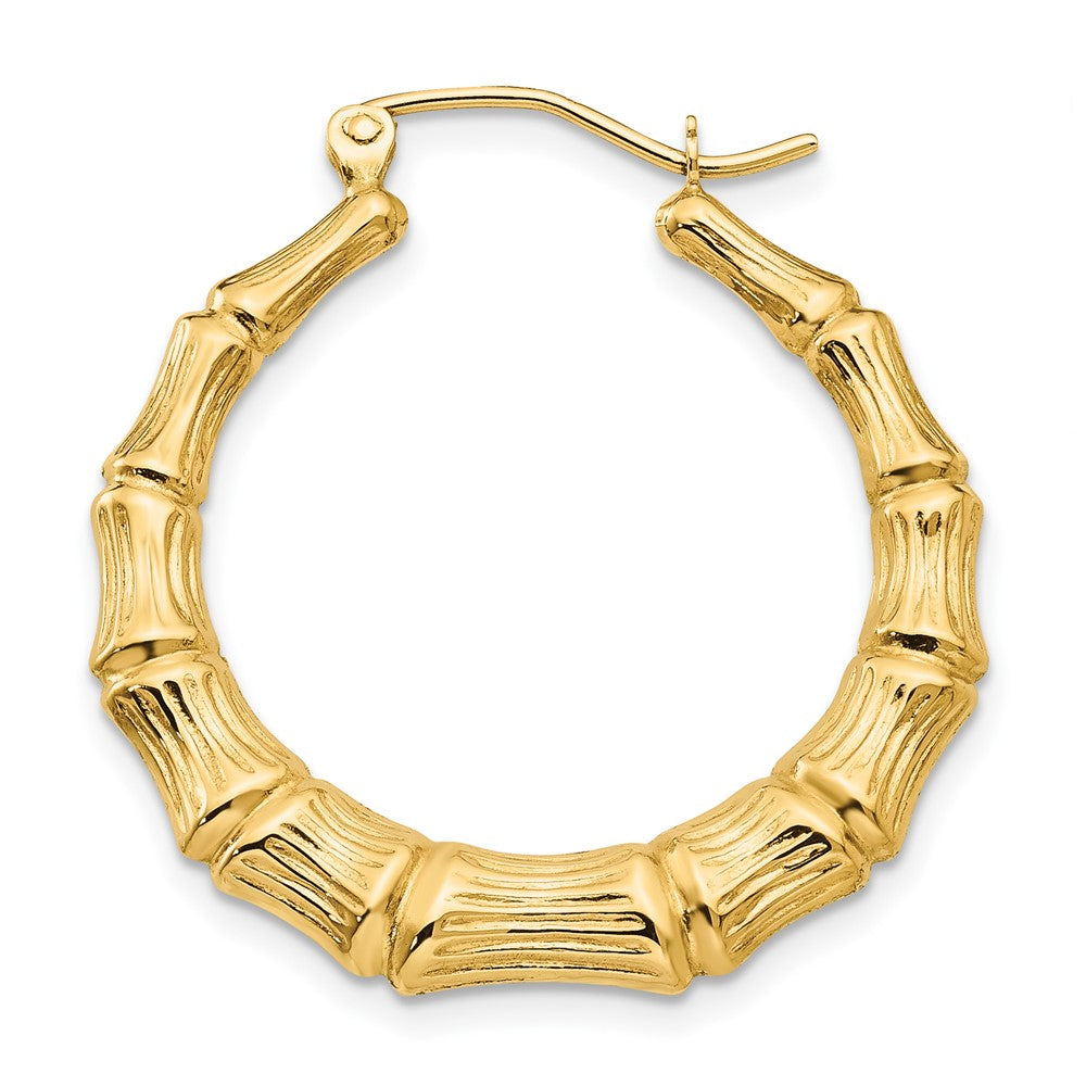 Single 14k Polished Bamboo Hoop Earring