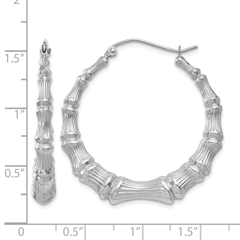 14k White Gold Polished Bamboo Hoop Earrings