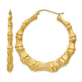 14k Polished Bamboo Hoop Earrings