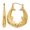 14k Polished Dolphin Hoop Earrings