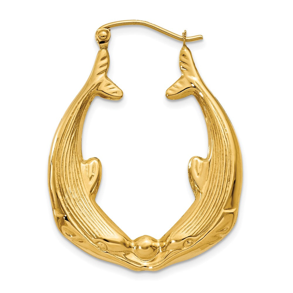 Single 14k Polished Dolphin Hoop Earring