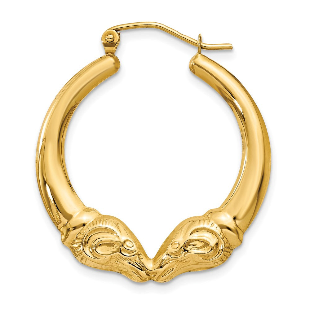 Single 14k Polished Ram Hoop Earring