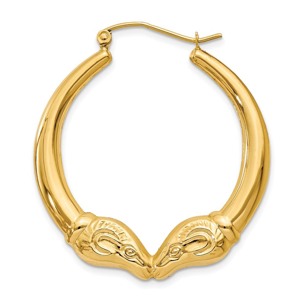 Single 14k Polished Ram Hoop Earring