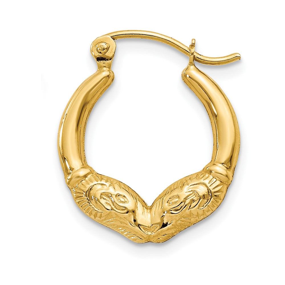 Single 14k Ram Head Hoop Earring
