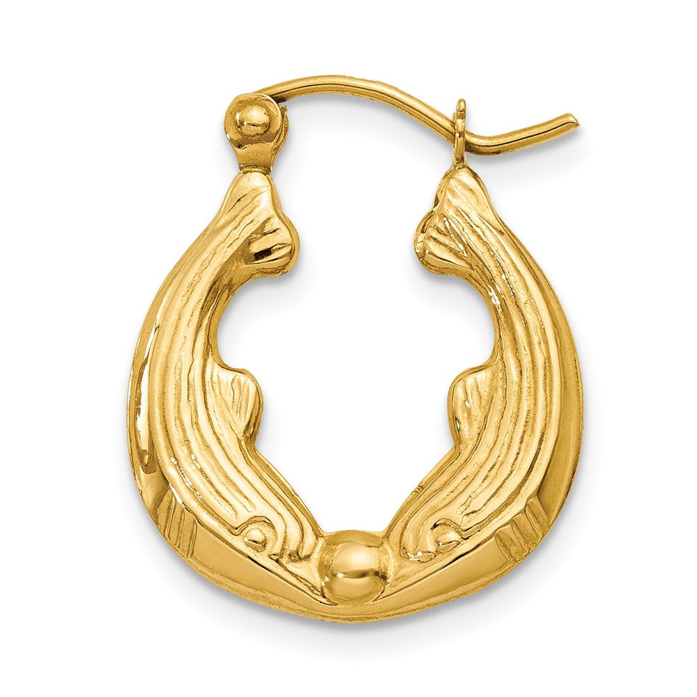 Single 14k Dolphin Hoop Earring