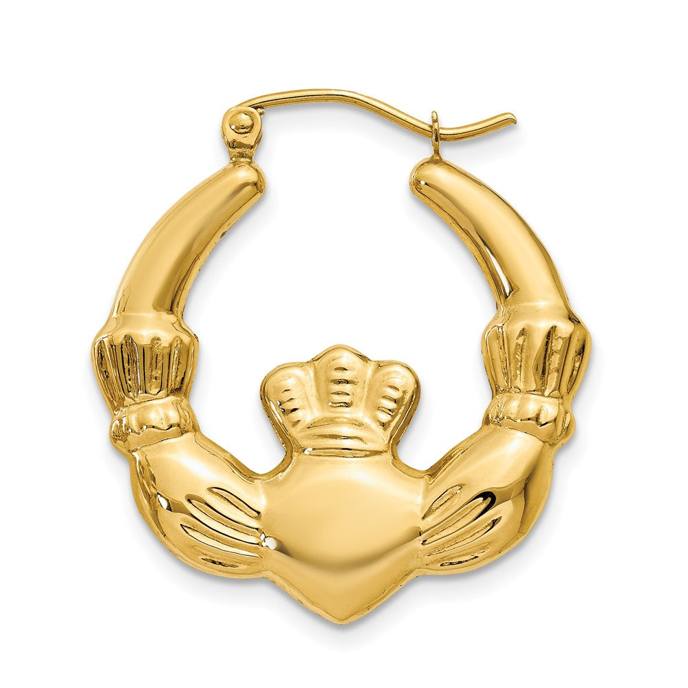 Single 14k Polished Claddagh Hoop Earring