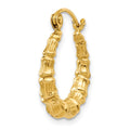 Single 14k Polished Bamboo Design Hollow Hoop Earring
