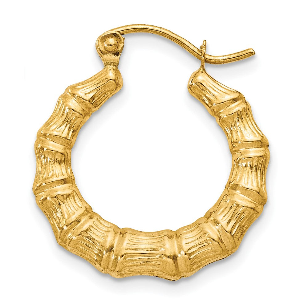 Single 14k Polished Bamboo Design Hollow Hoop Earring